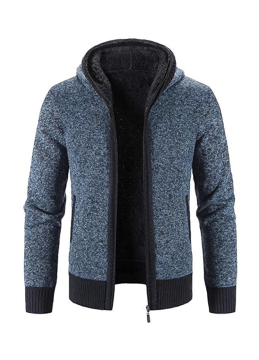 Hanorac barbati, model cu gluga, albastru, material poliester, izolat, pentru activitati in aer liber, L INTL