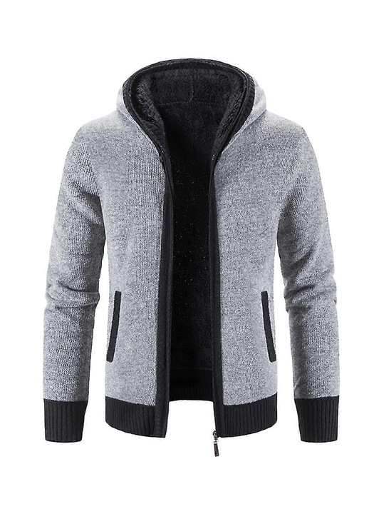 Hanorac barbati, gri, poliester, cu gluga, izolat, pentru activitati in aer liber, S INTL