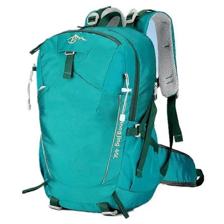 Rucsac de camping 40L, impermeabil, verde, 50x20x33cm, cu curea de piept ajustabila si suport spate confortabil
