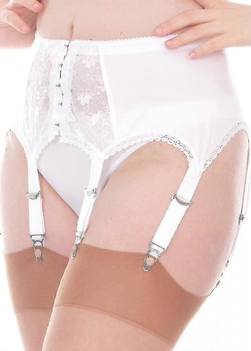 Csipkés harisnyakötő öv, állítható pántokkal, fehér