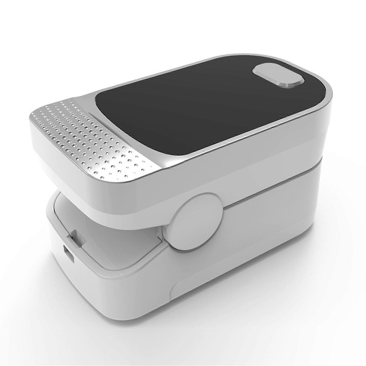 Pulsoximetru medical pentru deget, Walkbee, detectie oxigen, 70%-99% saturatie, 30-240bpm puls, 5.6x3x2.9cm, set complet