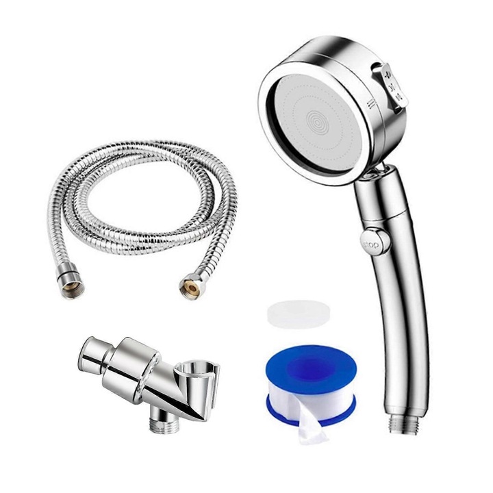 Dus cu maner, 3 moduri de spray, cromat, set complet cu suport si furtun de 1.5m