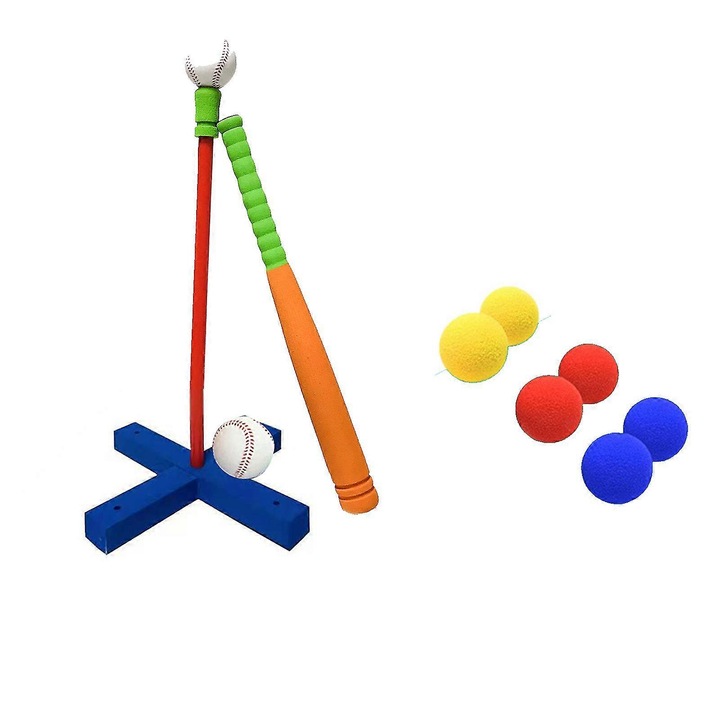 Set de jucarii interactive pentru copii, bat de baseball din spuma, 8 culori incluse, 53x35x3cm, 430g