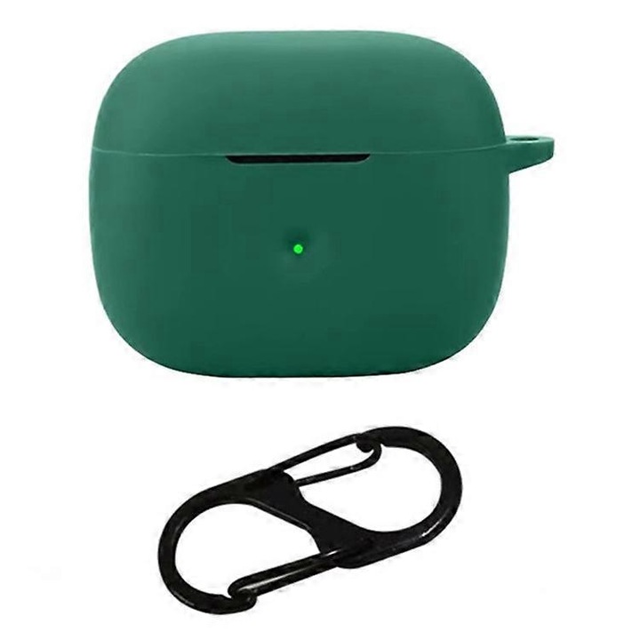Husa din silicon pentru casti Bluetooth cu prindere, protectie impotriva impactului, verde inchis