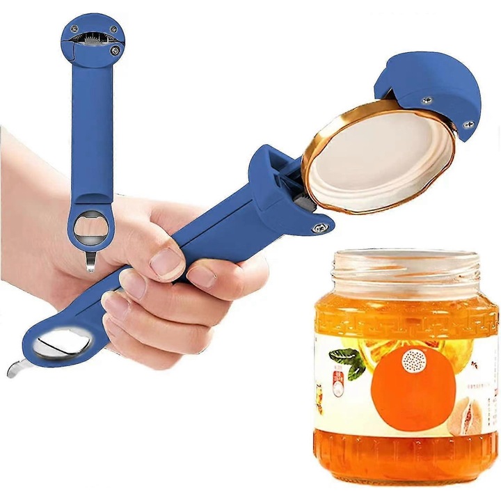 Tirbuson multifunctional retractabil, din inox, design ergonomic, albastru