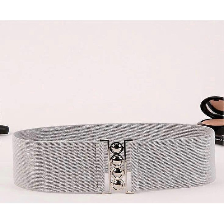 7,6 cm széles női öv, divatos, rugalmas, csatos, új, rugalmas, retro, széles deréköv, univerzális méret, szürke