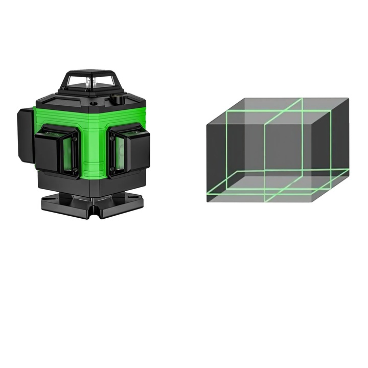 Lézeres szintező, 61 méter, +/- 3 mm-es pontosság, 12 vonal, por- és vízálló