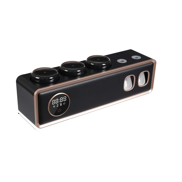 Suport periute de dinti, sterilizare UV, uscare cu aer cald, negru, 6 sloturi, 3 pahare, 30x10x8cm