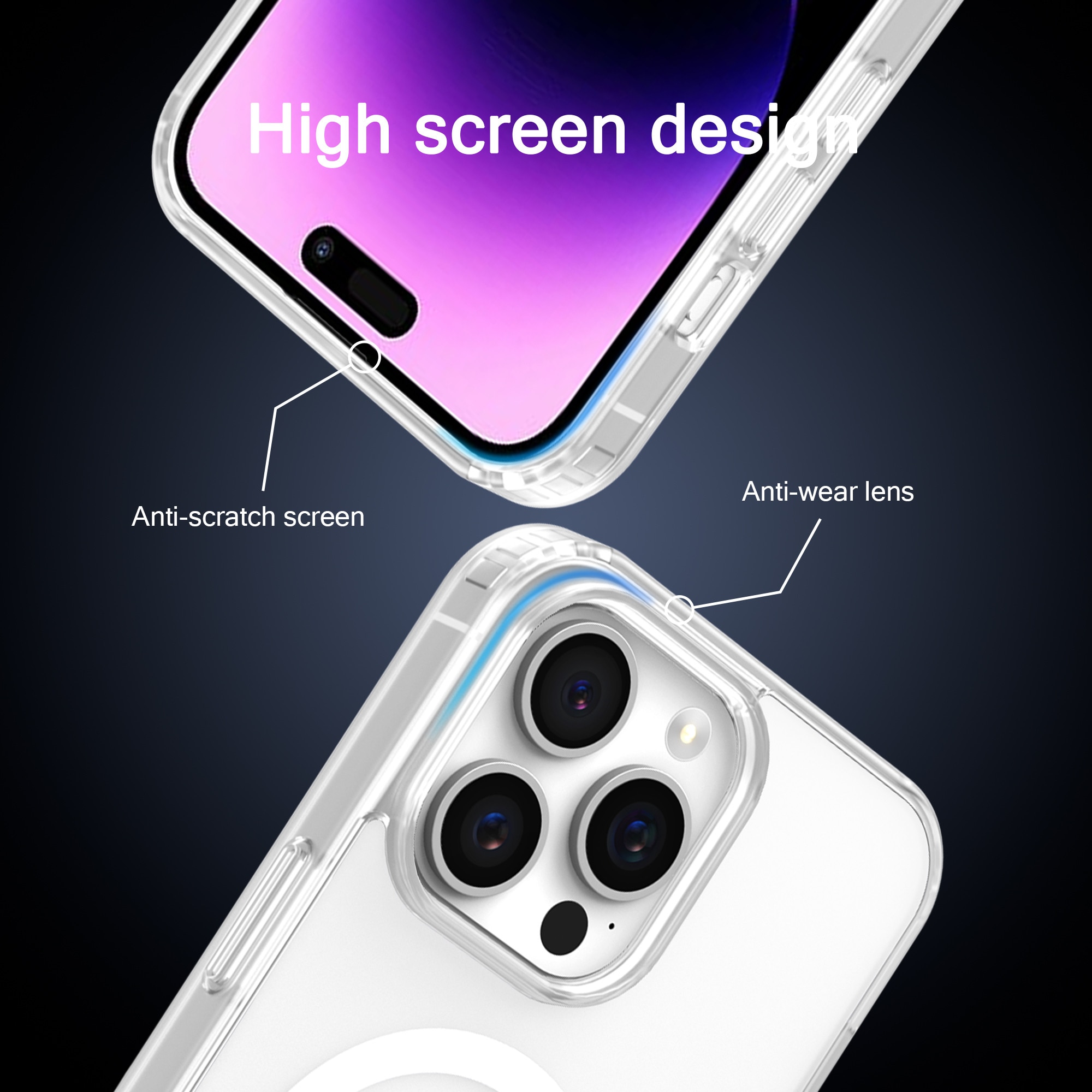 Husa de Protectie Telefon Transparenta, Compatibila cu iPhone 16 Pro & MagSafe cu Absorbtie Puternica, Margini Ridicate pentru Protectia Ecranului si Camerelor, Rezistenta la Socuri & Anti-zgarieturi, Protectie Eficienta Zilnica