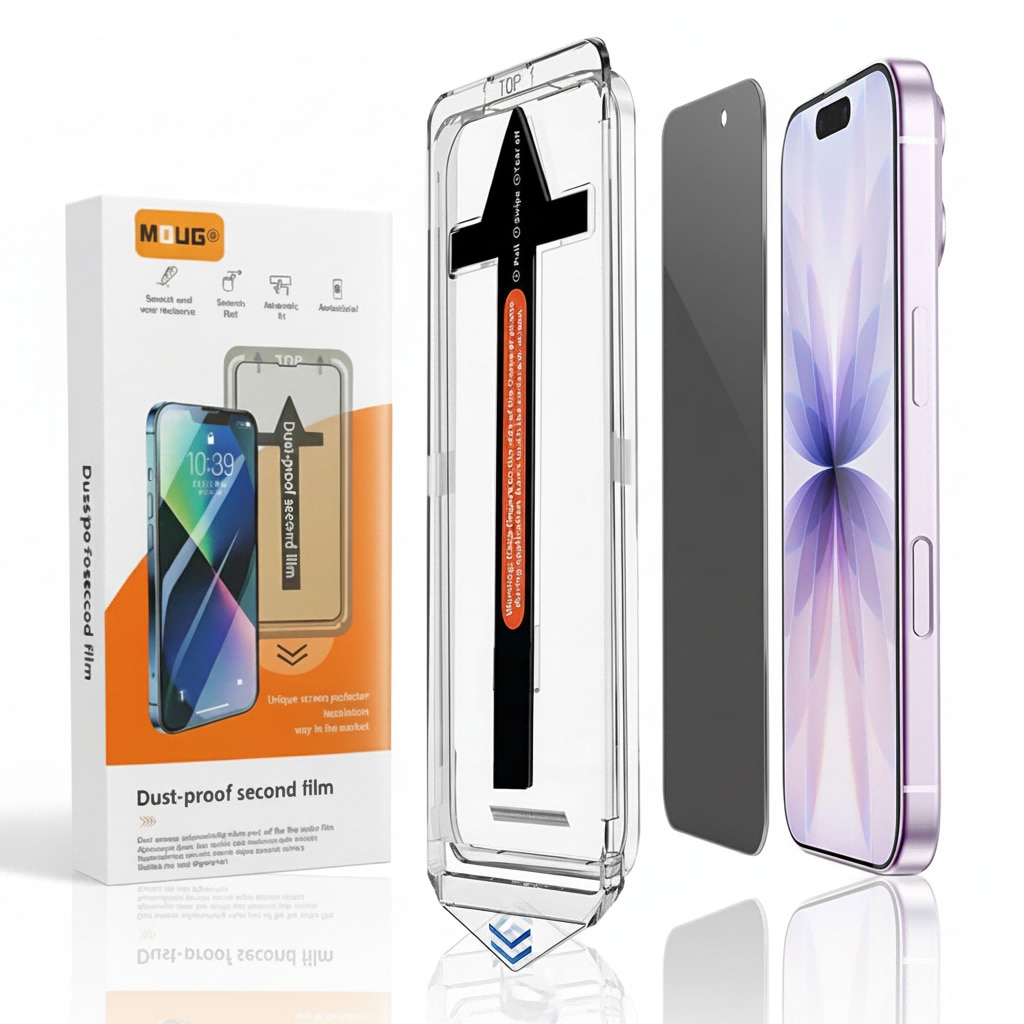 Folie de Protectie Ecran Privacy pentru iPhone 17, cu Kit de Montare Instanta si Functie Automata de Indepartare a Prafului, din Sticla Temperata 9H+, Claritate Super HD, Tratament Oleofob si Anti-Amprente