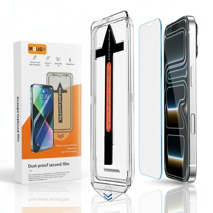 Folie de Protectie Ecran pentru iPhone 17 Pro, cu Kit de Montare Instanta si Functie Automata de Indepartare a Prafului, din Sticla Temperata 9H+, Claritate Super HD, Tratament Oleofob si Anti-Amprente