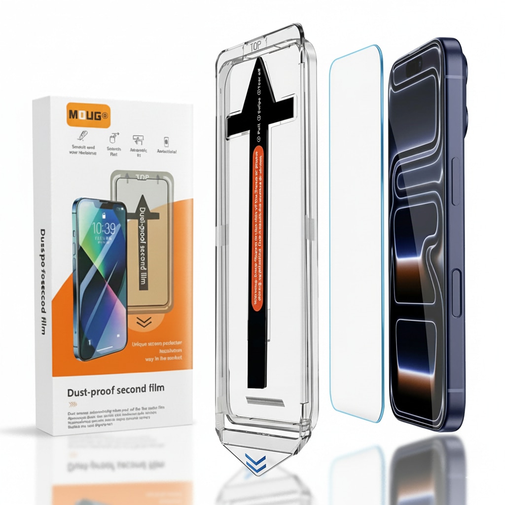 Folie de Protectie Ecran pentru iPhone 17 Pro Max, cu Kit de Montare Instanta si Functie Automata de Indepartare a Prafului, din Sticla Temperata 9H+, Claritate Super HD, Tratament Oleofob si Anti-Amprente