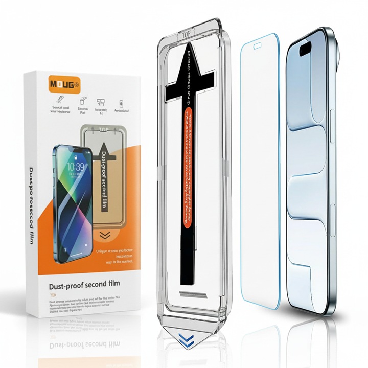 Folie de Protectie Ecran pentru iPhone 17 Air, cu Kit de Montare Instanta si Functie Automata de Indepartare a Prafului, din Sticla Temperata 9H+, Claritate Super HD, Tratament Oleofob si Anti-Amprente