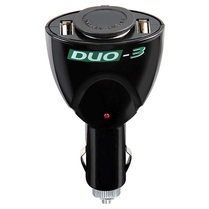 Adaptor auto pentru bricheta Lampa DUO-3 LAM39047, 12V, cu 2 porturi USB