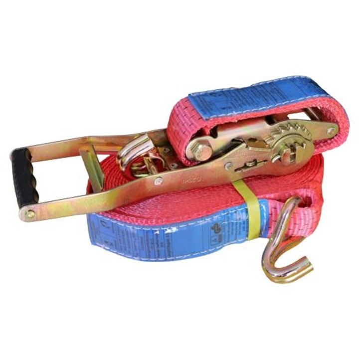 Rakományrögzítő heveder MVM CSR025, LC2500/5000daN, STF500daN, dupla racsnival, 12 méter, piros