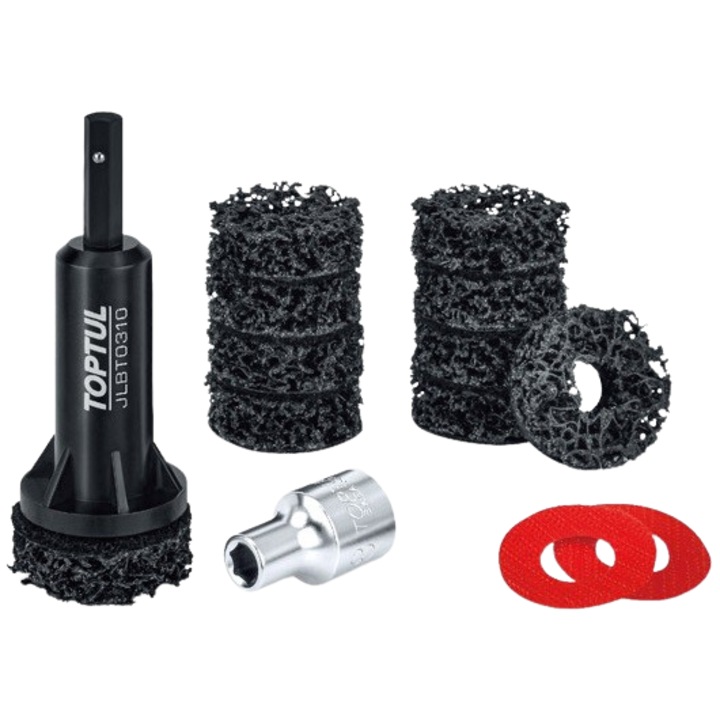14 darabos TOPTUL JGAS1401 szerszámkészlet kerékagy csiszolásához, külső átmérő 36-40 mm, 1/2 hüvelykes adapterrel