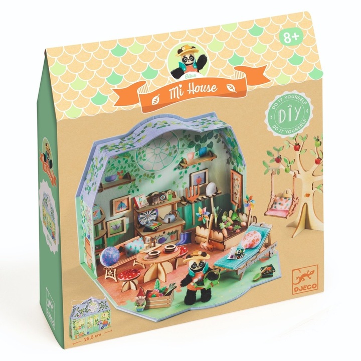 Casuta miniaturala de asamblat si colorat Olive, Djeco, multicolor, +7 ani