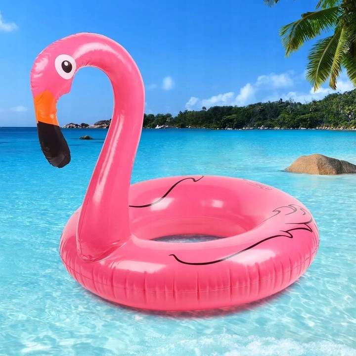 Colac de inot flamingo, OGRODPRO, 120 cm, design modern, material rezistent, roz