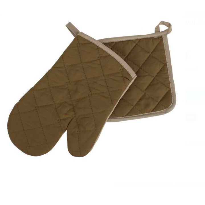 Barna konyhai kesztyű és szalvéta szett - 2 db