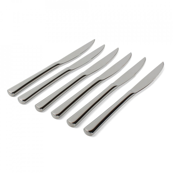 Set 6 cutite pentru carne argintii din metal Amberes Aerts