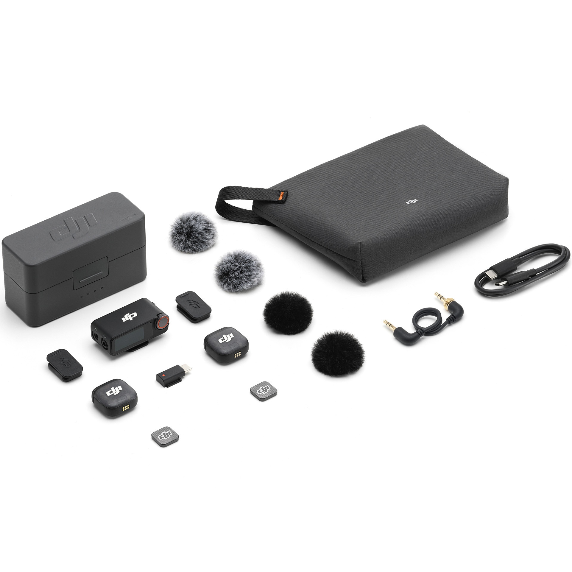 Kit DJI MIC 3, 2x microfon, 1x receptor, 1x statie incarcare