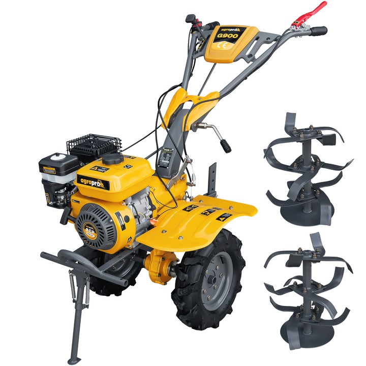Motocultor AgroPro G900, motor 8 CP, benzina, 2+1 viteze, latime lucru 65-95 cm, freze, roti cauciuc 4.00x8"