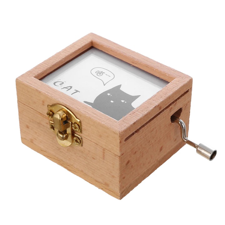 Cutiuta muzicala din lemn cu insertie foto, CadoulTauPreferat, maro