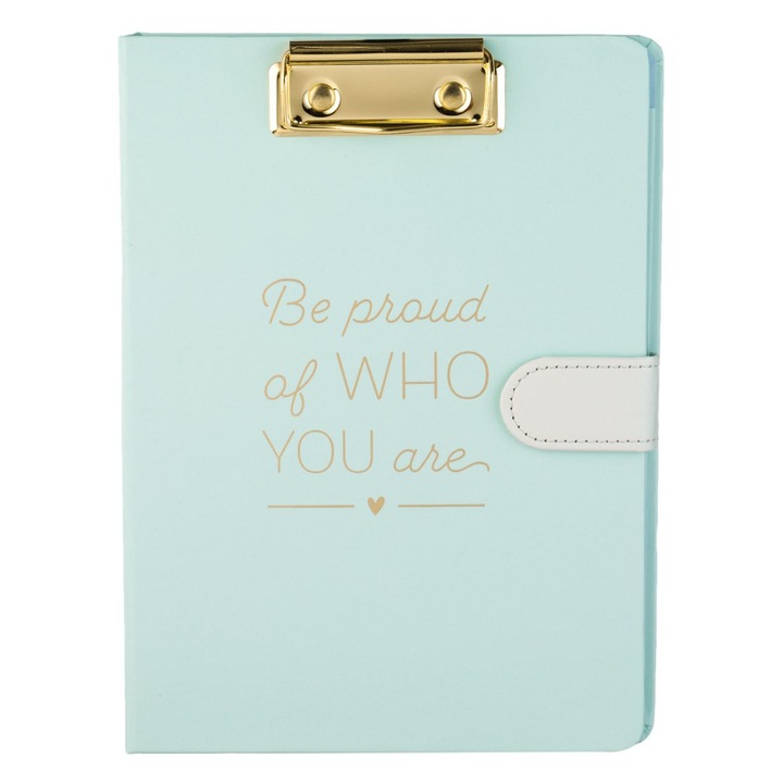 Mentazöld A5-ös jegyzetfüzet csipeszekkel és mágneses zárral "légy büszke" - 60f