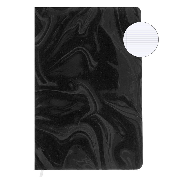 Черен мек тефтер A5 с шарка - 80 листа