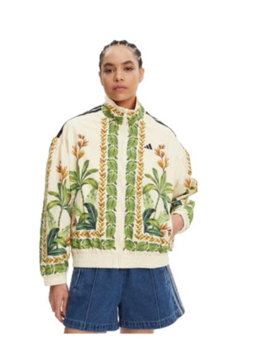 Jacheta cu imprimeu floral si inchidere cu fermoar