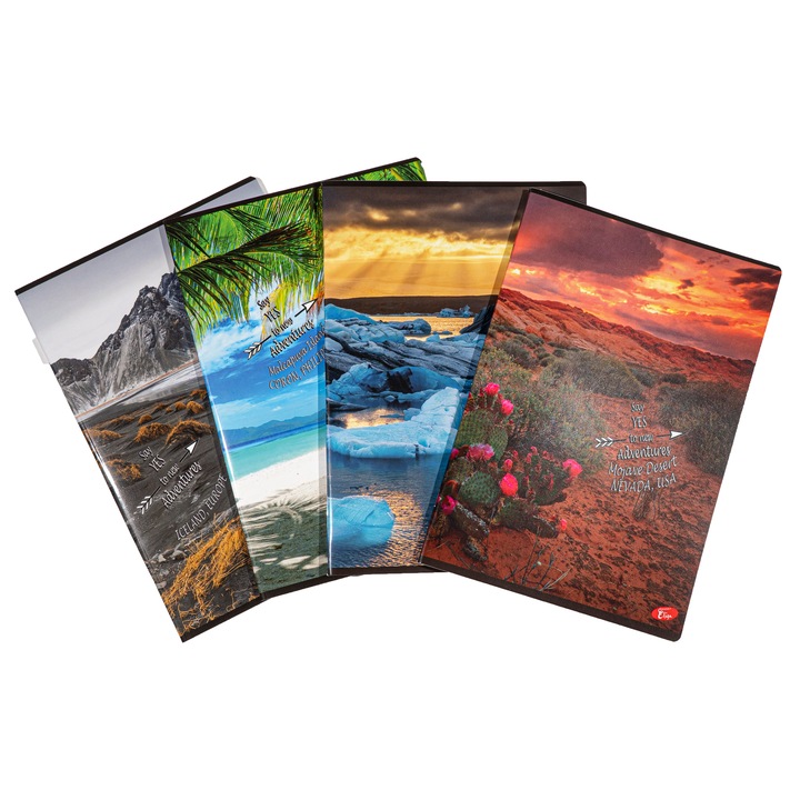 Caiet A4, 60 File, 80gsm, Coperta Carton, Design Nature, Set 10 Caiete, Matematica