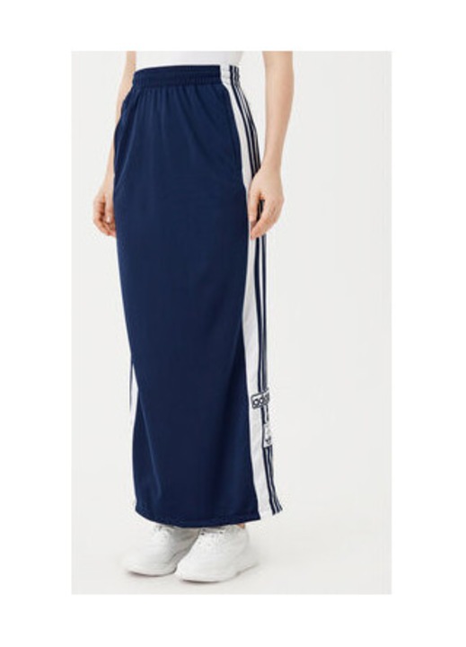 Fusta maxi cu talie elastica si benzi logo laterale