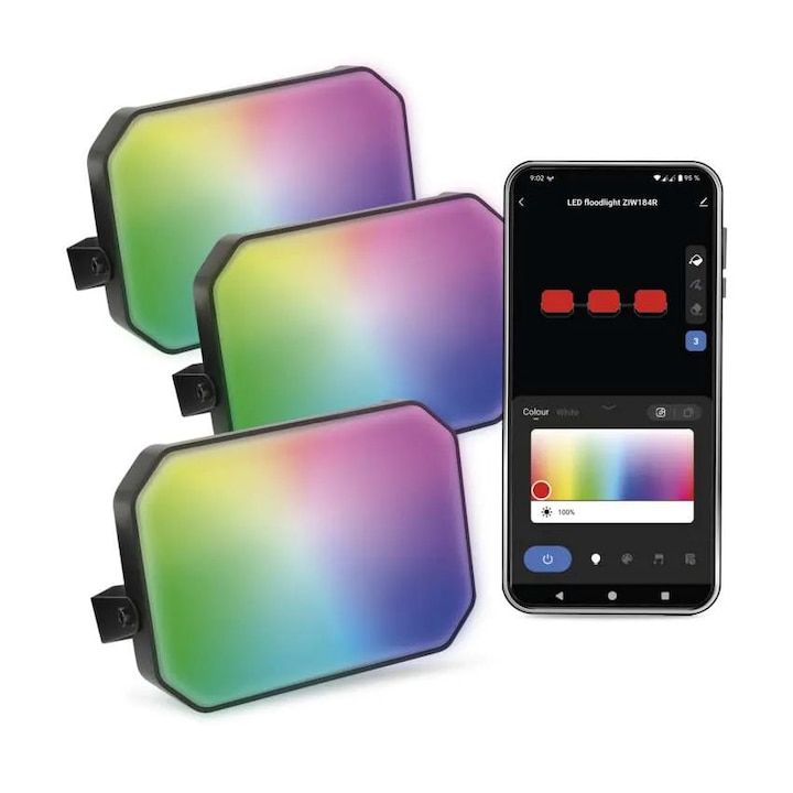 Set Lampi Smart Exterior de Gradina 14W 990lm Multicolor RGB IC+CCT Cablu 9m Music Sync Wifi si Aplicatie Tuya GoSmart