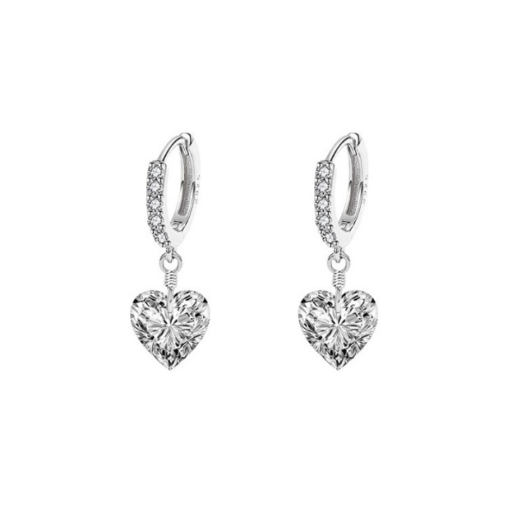 Cercei pentru femei din argint S925 cu sclipici si diamante, cercei simpli, o pereche de cercei cu surub