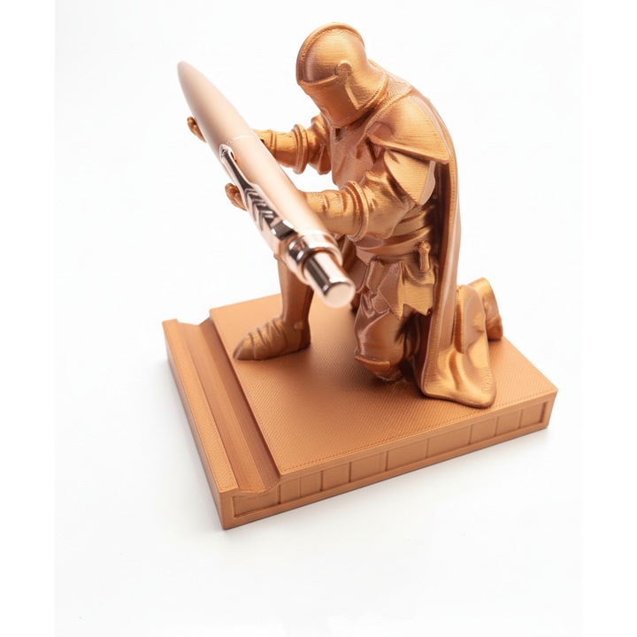 Suport cavaler 3D pentru creioane și pixuri, culoare cupru, bioplastic ecologic, cadou ideal