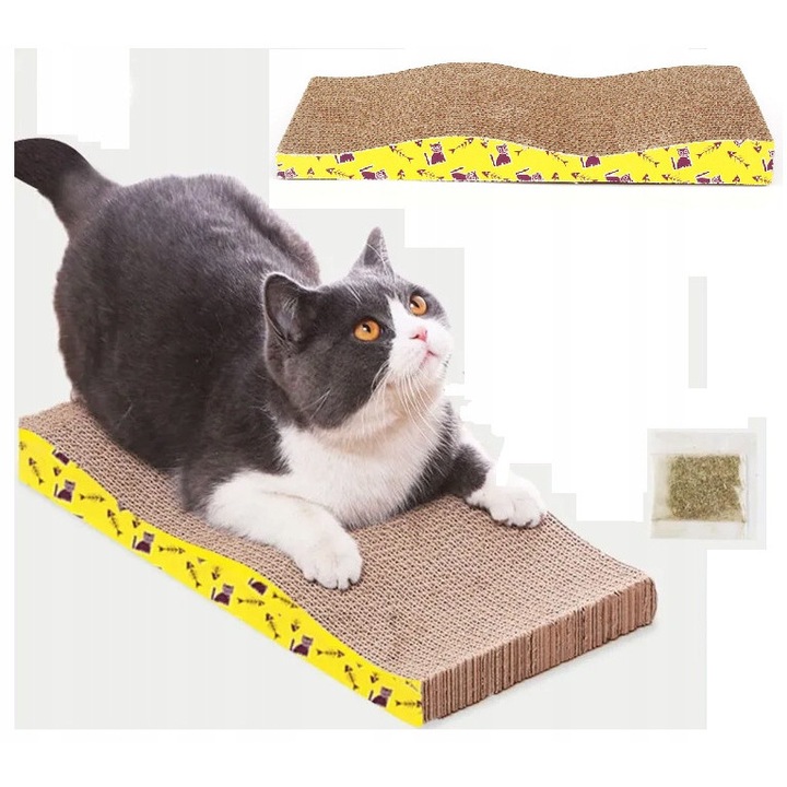 Stalp de zgariat pentru pisici, fara marca, 45 cm, carton, cu catnip, pentru pisici, pentru zgariat, material natural, potrivit pentru pisicile de interior, incurajeaza zgarierea, multistrat