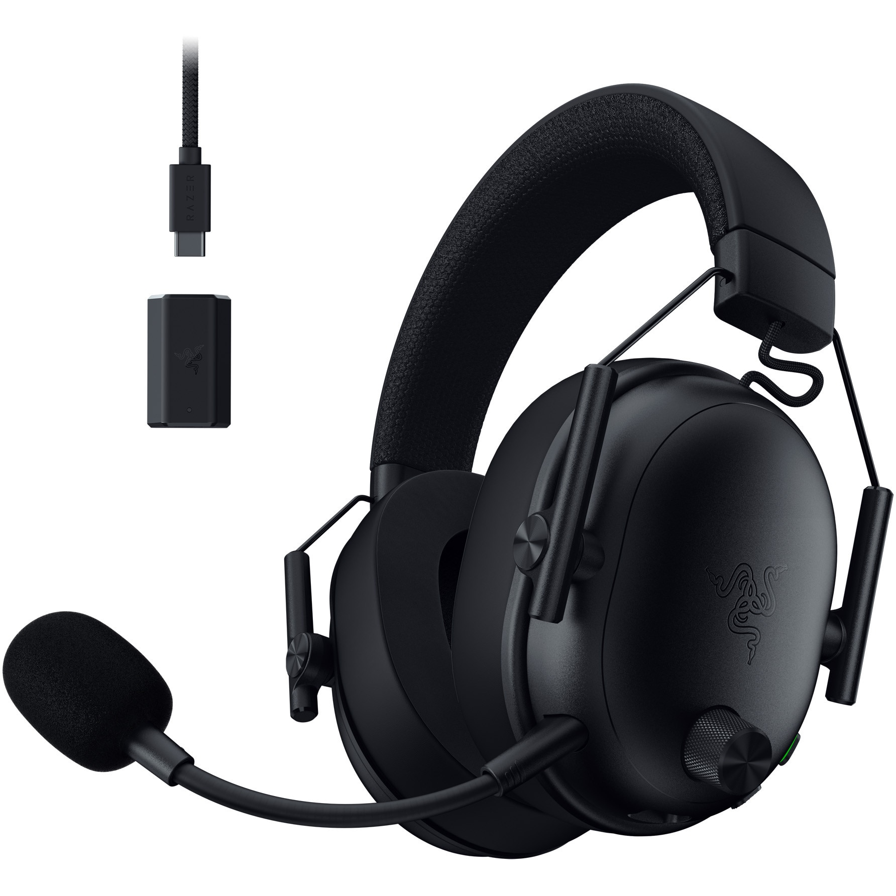 Casti wireless Razer Blackshark V3, microfon unidirectional, THX Spatial audio, izolare fonica activa, sistem sunet 7.1, frecventa 20 - 28000, autonomie 70 ore, negru
