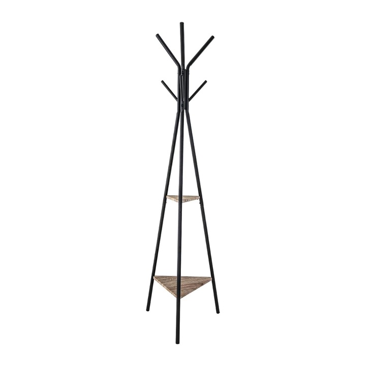 Fém akasztó 6 akasztóval, 2 polccal kiegészítőknek, Office Products Oslo - fekete