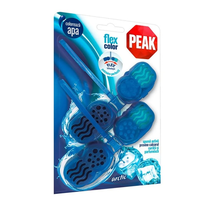 Odorizant solid pentru toaleta, Peak Flex Activ, Arctic, 2 x 48 g