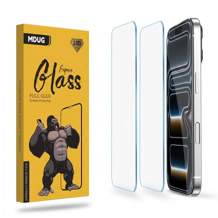 Set 2 Folii Protectie pentru iPhone 17 Pro, Sticla Temperata 9H+, Claritate Super HD, Tratament Oleofob si Anti-Amprente