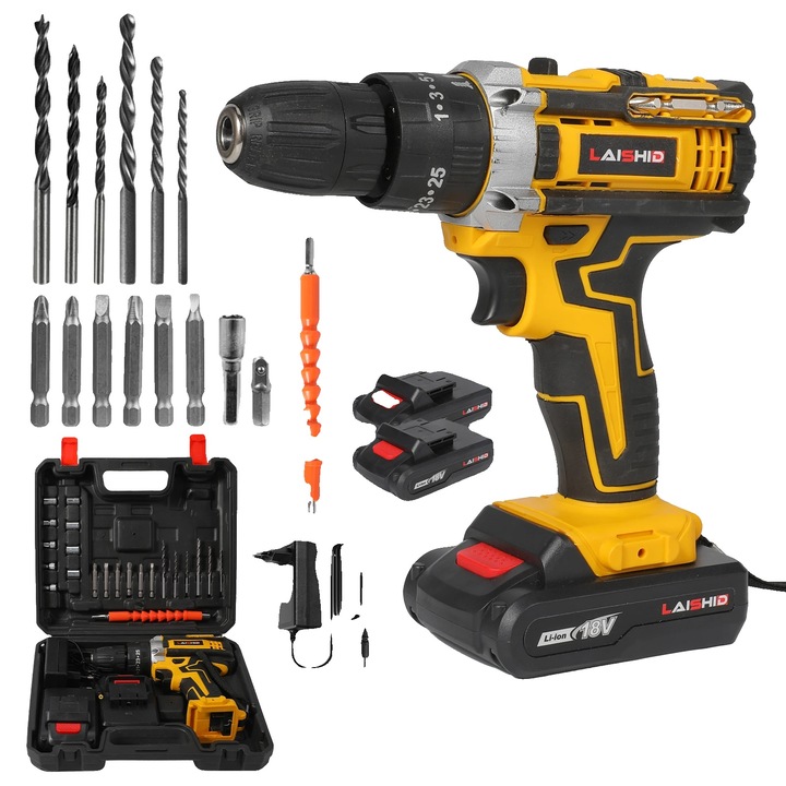 Бормашина и винтоверт, 400W, 2 батерии, 1.2кг, 18-24V