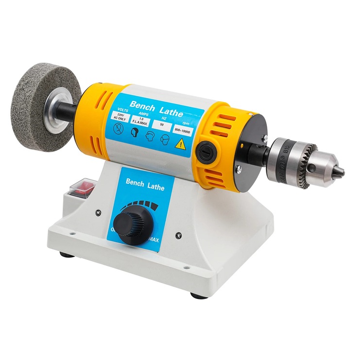 Polizor si lustruitor de banc, H160, 320 W, 10000 rpm, roata 8 mm, 20×15 cm, 3, 4 kg, CE, Galben