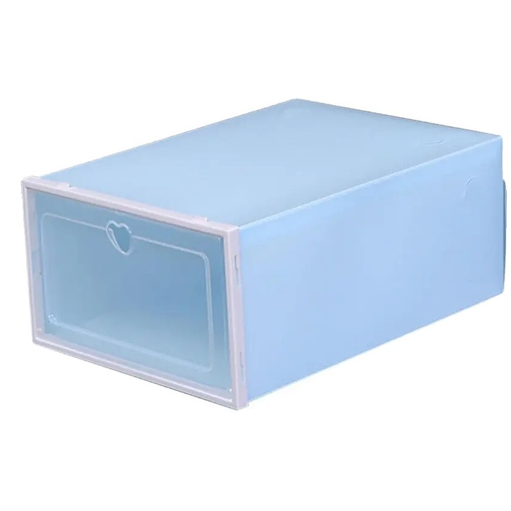 Cutie pentru incaltaminte, design pliabil, plastic durabil, albastru, 23x33x14cm
