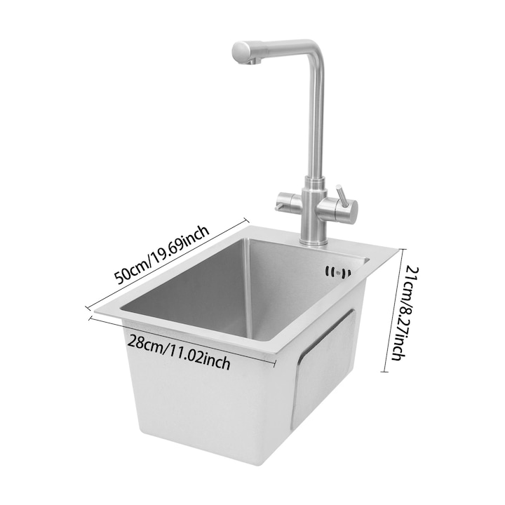 Chiuveta bucatarie, otel inoxidabil, design durabil, argintie, 50x28x21cm