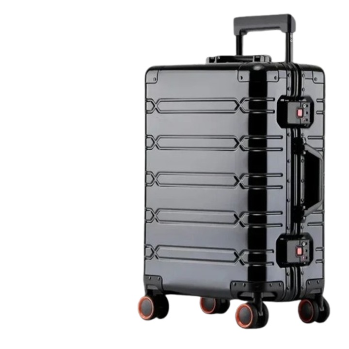 Troler 20 inch, aluminiu-magnesium, negru, roti spinner