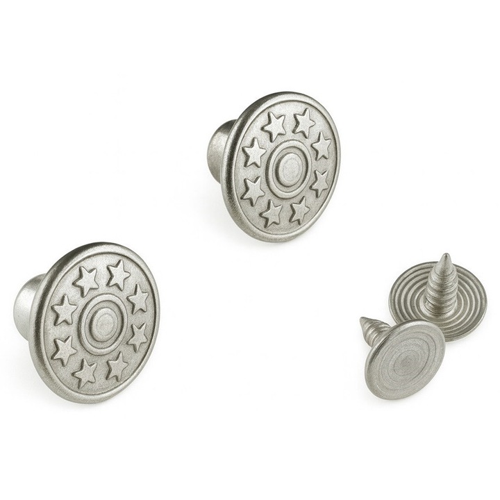 Nasturi pentru blugi, metalici, Ø 17 mm, nichelați, set de 100 bucăți