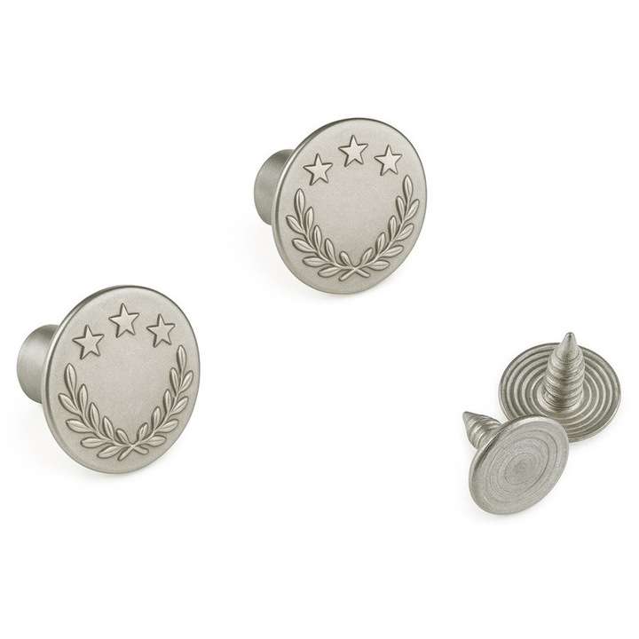 Nasturi pentru blugi, metalici, Ø 17 mm, nichelați, set de 100 bucăți