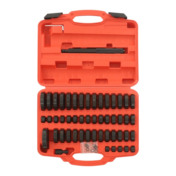 Set de scule pentru presiunea discului de sigilare al rulmentului, 51 piese, material otel, rosu, 35x28x10cm