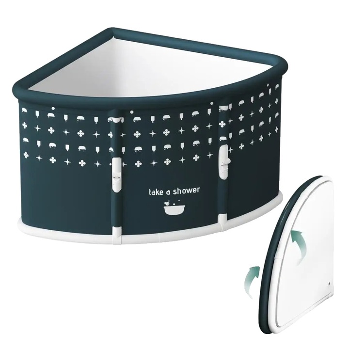 Сгъваема вана, дизайн във формата на ветрило, преносима, зелена, размери 7.5 см дебелина