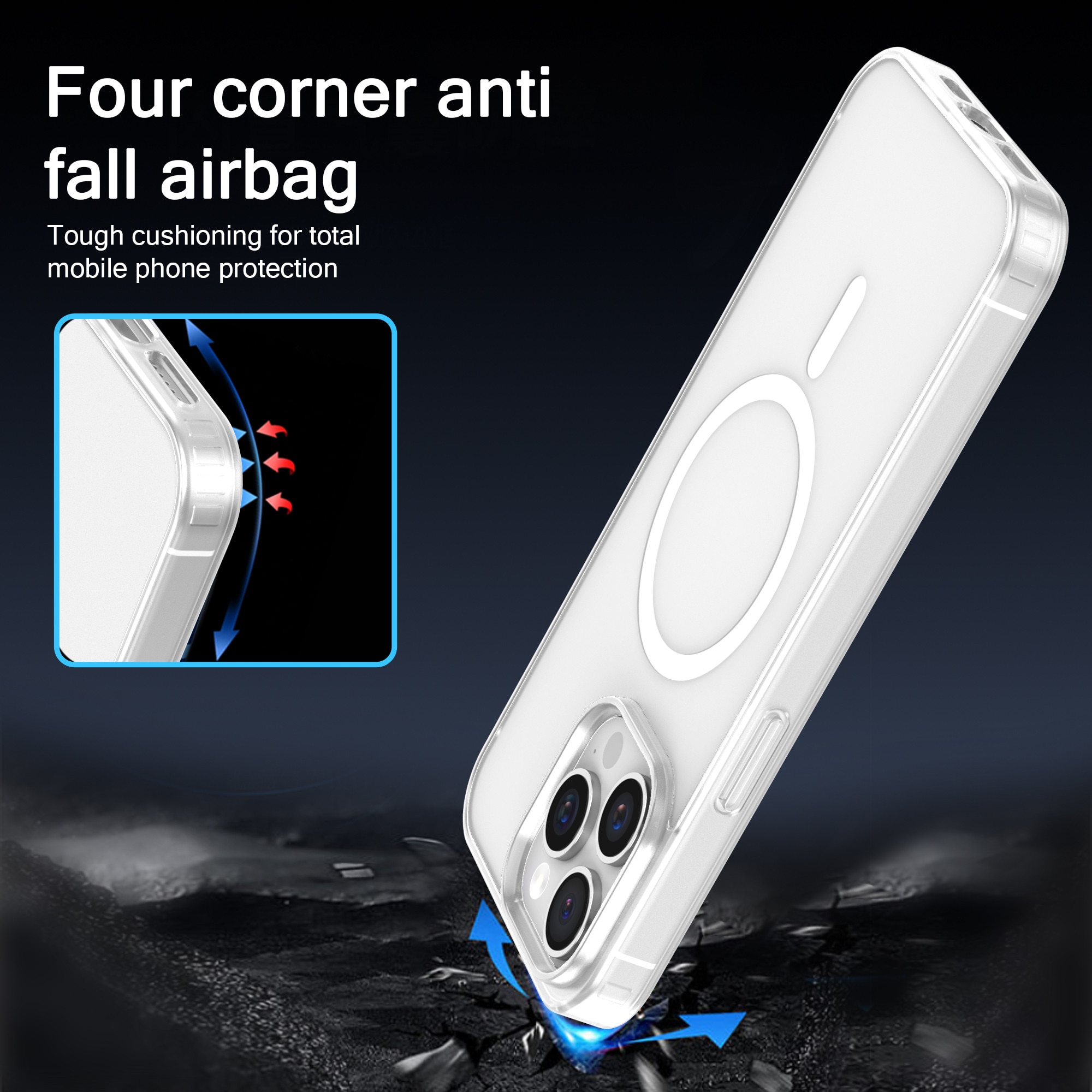 Husa de Protectie Telefon Transparenta, Compatibila cu iPhone 16 Pro & MagSafe cu Absorbtie Puternica, Margini Ridicate pentru Protectia Ecranului si Camerelor, Rezistenta la Socuri & Anti-zgarieturi, Protectie Eficienta Zilnica